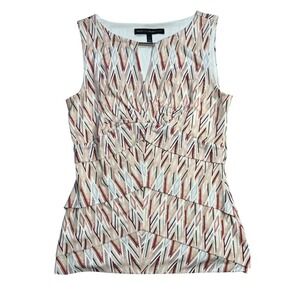 White House Black Market Sleeveless Top Geometric‎ Print Gold Accent S